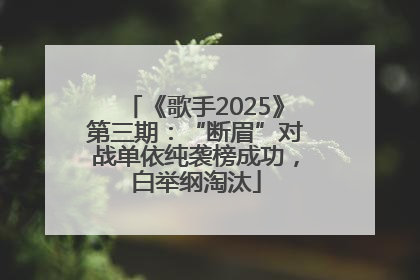 《歌手2025》第三期：“断眉”对战单依纯袭榜成功，白举纲淘汰