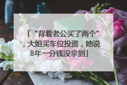 “背着老公买了两个”，大姐买车位投资，她说8年一分钱没拿到
