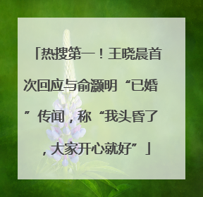 热搜第一！王晓晨首次回应与俞灏明“已婚”传闻，称“我头昏了，大家开心就好”