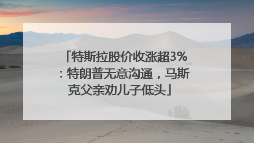 特斯拉股价收涨超3%：特朗普无意沟通，马斯克父亲劝儿子低头