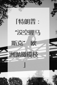 特朗普：“没空理马斯克” 欧洲抛橄榄枝