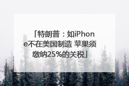特朗普：如iPhone不在美国制造 苹果须缴纳25%的关税