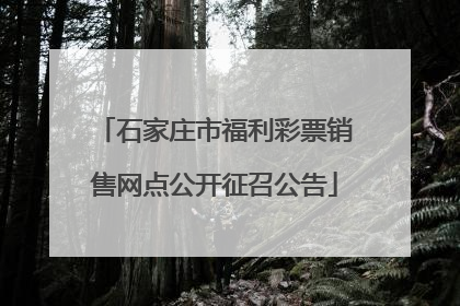 石家庄市福利彩票销售网点公开征召公告