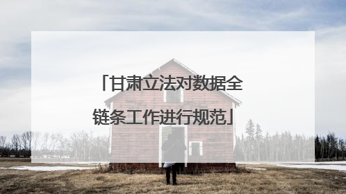 甘肃立法对数据全链条工作进行规范