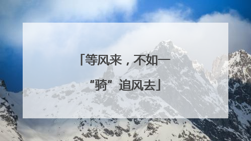 等风来，不如一“骑”追风去