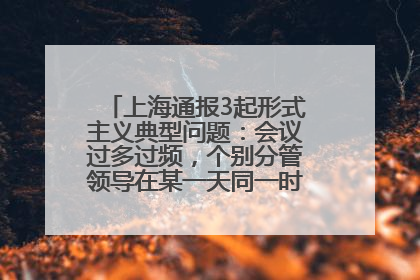 上海通报3起形式主义典型问题：会议过多过频，个别分管领导在某一天同一时段需参加3个会议
