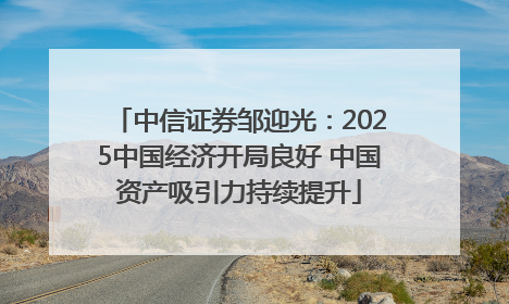中信证券邹迎光：2025中国经济开局良好 中国资产吸引力持续提升