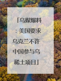 乌媒爆料：美国要求乌克兰不许中国参与乌稀土项目