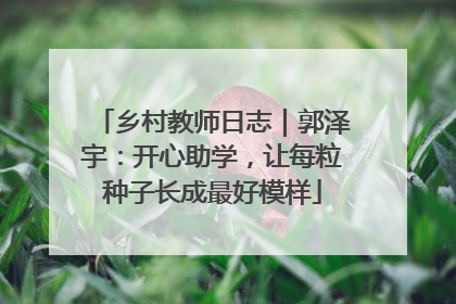 乡村教师日志｜郭泽宇：开心助学，让每粒种子长成最好模样
