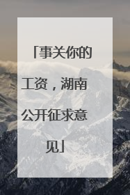 事关你的工资，湖南公开征求意见