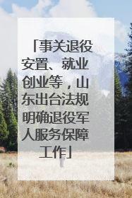 事关退役安置、就业创业等，山东出台法规明确退役军人服务保障工作
