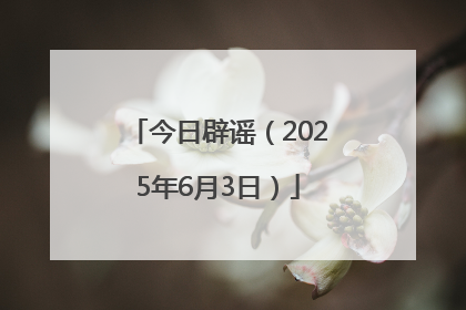 今日辟谣（2025年6月3日）