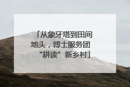 从象牙塔到田间地头，博士服务团“耕读”新乡村
