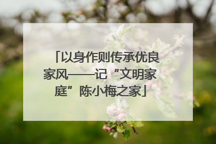 以身作则传承优良家风——记“文明家庭”陈小梅之家