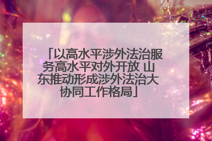 以高水平涉外法治服务高水平对外开放 山东推动形成涉外法治大协同工作格局