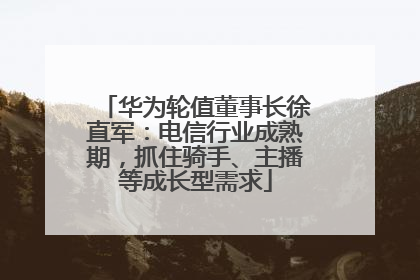 华为轮值董事长徐直军：电信行业成熟期，抓住骑手、主播等成长型需求