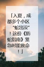 入夏，成都多个小区“蛇出没”！这份《防蛇指南》紧急时能救命！