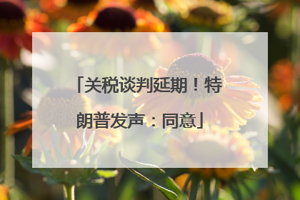 关税谈判延期！特朗普发声：同意