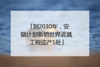 到2030年，安徽计划新增世界灌溉工程遗产1处