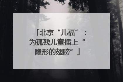 北京“儿福”：为孤残儿童插上“隐形的翅膀”