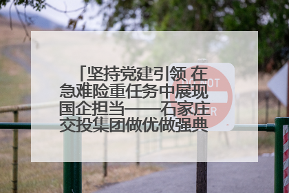 坚持党建引领 在急难险重任务中展现国企担当——石家庄交投集团做优做强典型报道之一