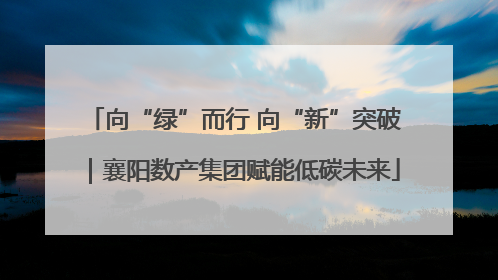 向“绿”而行 向“新”突破｜襄阳数产集团赋能低碳未来