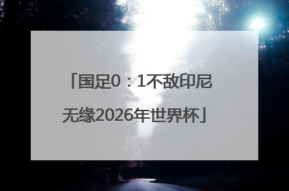 国足0：1不敌印尼 无缘2026年世界杯