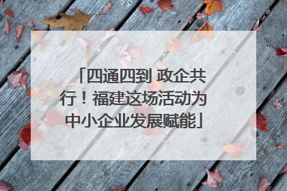 四通四到 政企共行！福建这场活动为中小企业发展赋能