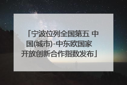 宁波位列全国第五 中国(城市)-中东欧国家开放创新合作指数发布