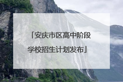 安庆市区高中阶段学校招生计划发布