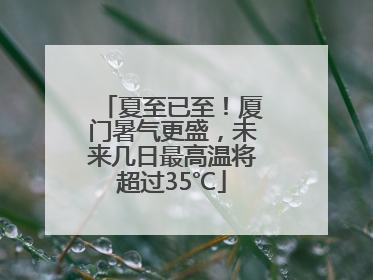 夏至已至！厦门暑气更盛，未来几日最高温将超过35℃