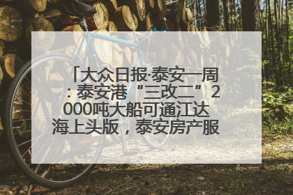 大众日报·泰安一周：泰安港“三改二”2000吨大船可通江达海上头版，泰安房产服务改革经验全省推广