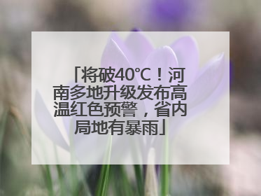 将破40℃！河南多地升级发布高温红色预警，省内局地有暴雨