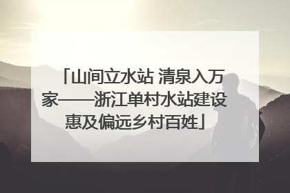 山间立水站 清泉入万家——浙江单村水站建设惠及偏远乡村百姓
