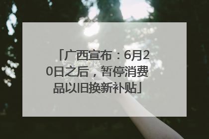 广西宣布：6月20日之后，暂停消费品以旧换新补贴