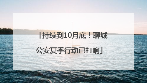 持续到10月底！聊城公安夏季行动已打响