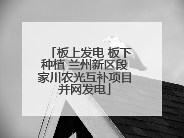 板上发电 板下种植 兰州新区段家川农光互补项目并网发电