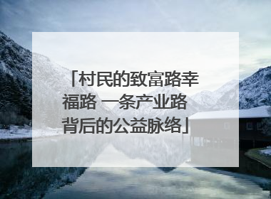 村民的致富路幸福路 一条产业路背后的公益脉络