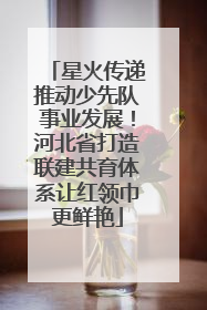 星火传递推动少先队事业发展！河北省打造联建共育体系让红领巾更鲜艳