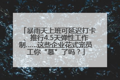 暴雨天上班可延迟打卡、推行4.5天弹性工作制……这些企业花式宠员工你“慕”了吗？