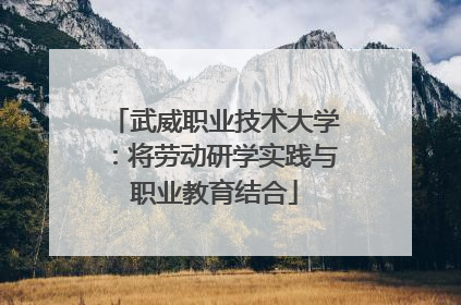 武威职业技术大学：将劳动研学实践与职业教育结合