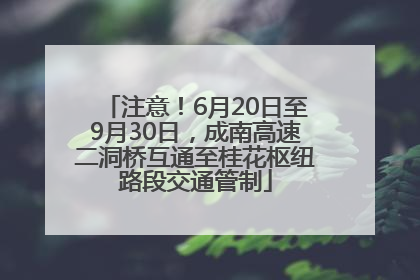 注意！6月20日至9月30日，成南高速二洞桥互通至桂花枢纽路段交通管制