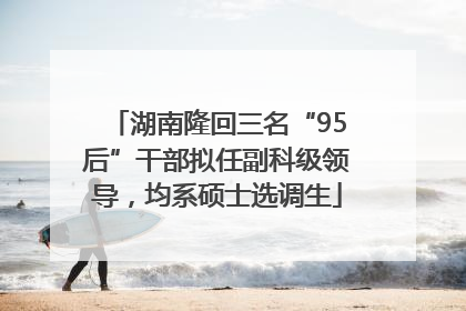 湖南隆回三名“95后”干部拟任副科级领导，均系硕士选调生