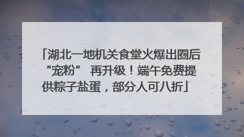 湖北一地机关食堂火爆出圈后“宠粉” 再升级！端午免费提供粽子盐蛋，部分人可八折