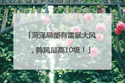 菏泽局部有雷暴大风，阵风最高10级！