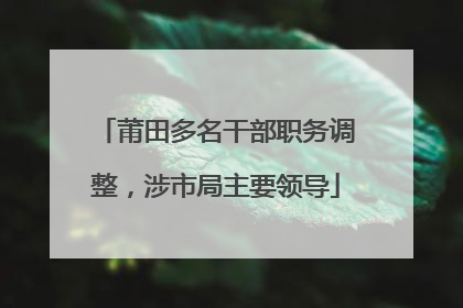 莆田多名干部职务调整，涉市局主要领导