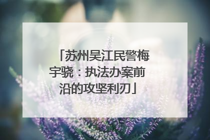 苏州吴江民警梅宇骁：执法办案前沿的攻坚利刃