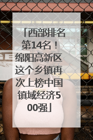 西部排名第14名！绵阳高新区这个乡镇再次上榜中国镇域经济500强