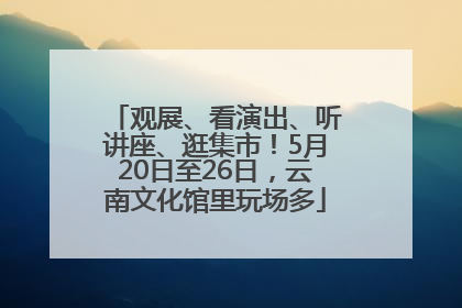 观展、看演出、听讲座、逛集市！5月20日至26日，云南文化馆里玩场多