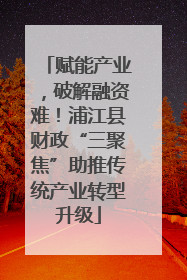赋能产业，破解融资难！浦江县财政“三聚焦”助推传统产业转型升级